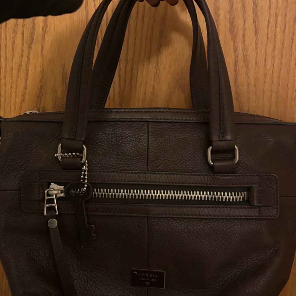 Fossil Chocolate Brown Leather Tote